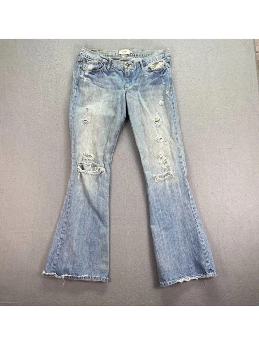 Abercrombie & Fitch Light Wash Distressed Flare Jeans
